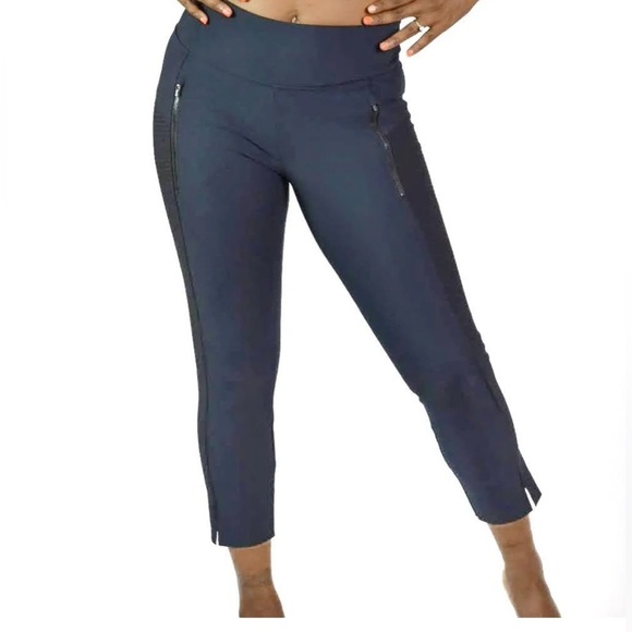 Athleta Stellar cropped black blue pants sz M, 009 - Picture 3 of 7